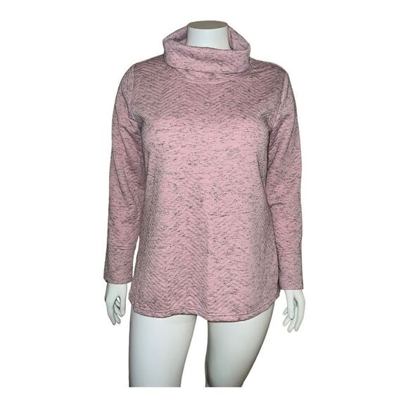Reebok Womens Turtleneck Quilted Sweatshirt Heather Pink XL EUC - Picture 1 of 6
